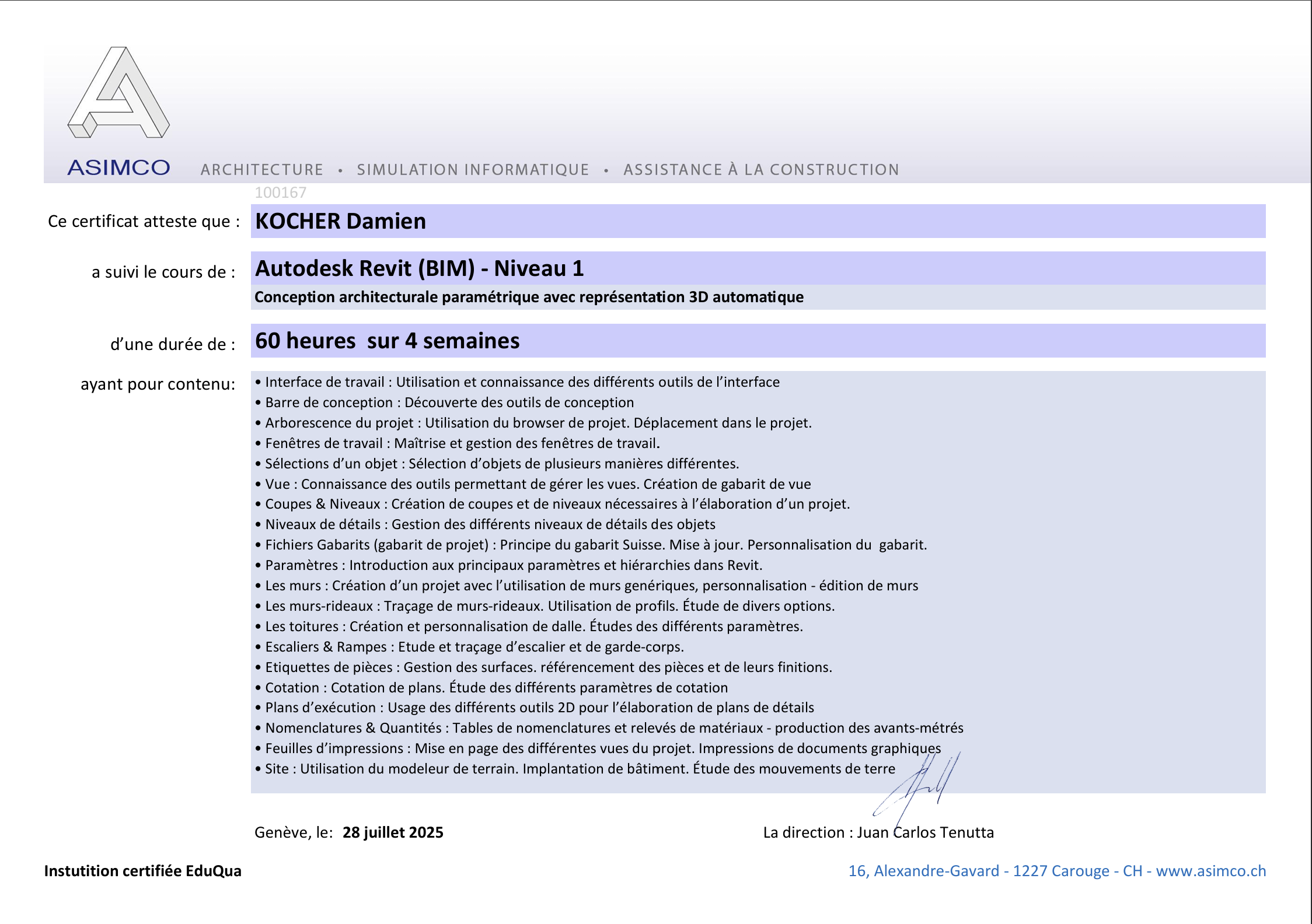 Certification Revit BIM — Niveau 1